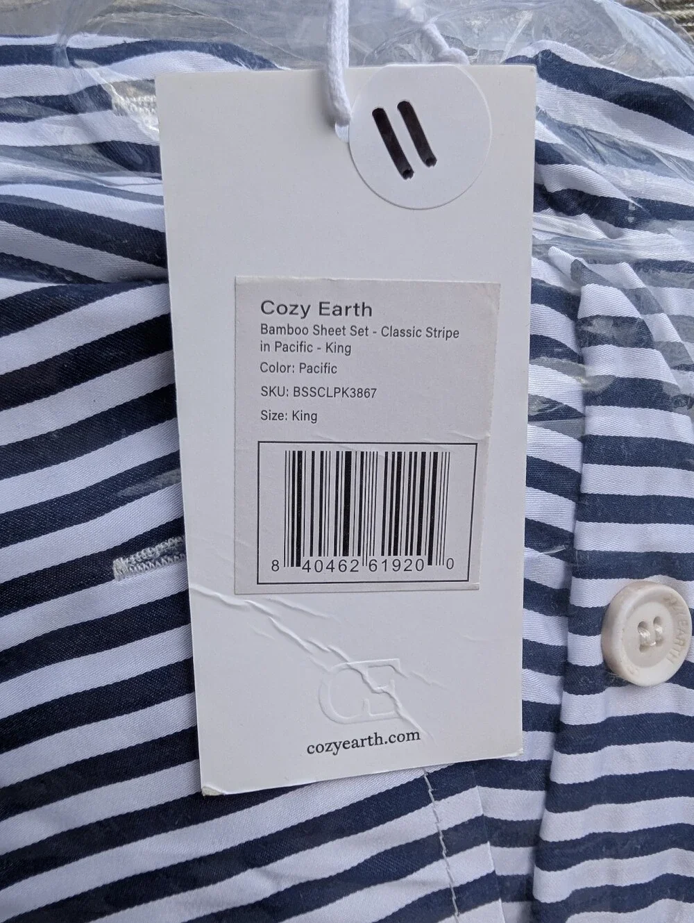 Cozy Earth Bamboo Sheet Set Classic Stripe In Pacific Blue